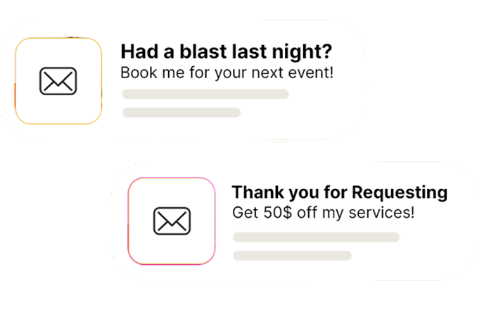 Rekwest automated post-night emails promoting the DJ's services to the crowd