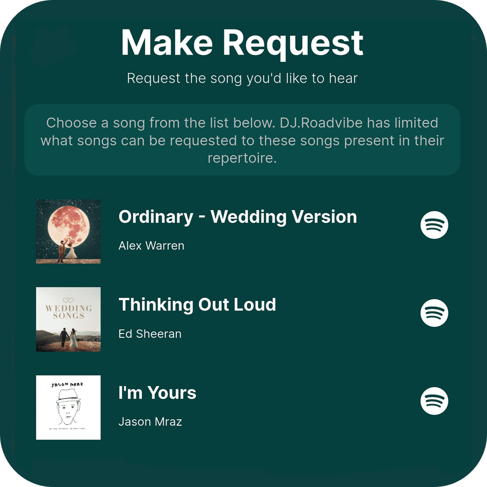 Rekwest restricting song requests to a venue's karaoke catalog