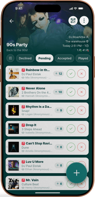 The Rekwest app shown on an iPhone