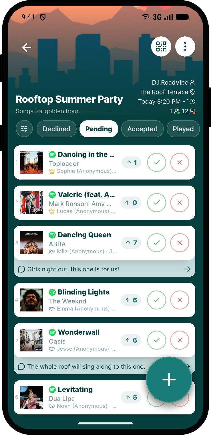 VIP guest requests pinned to the top of the Rekwest request list