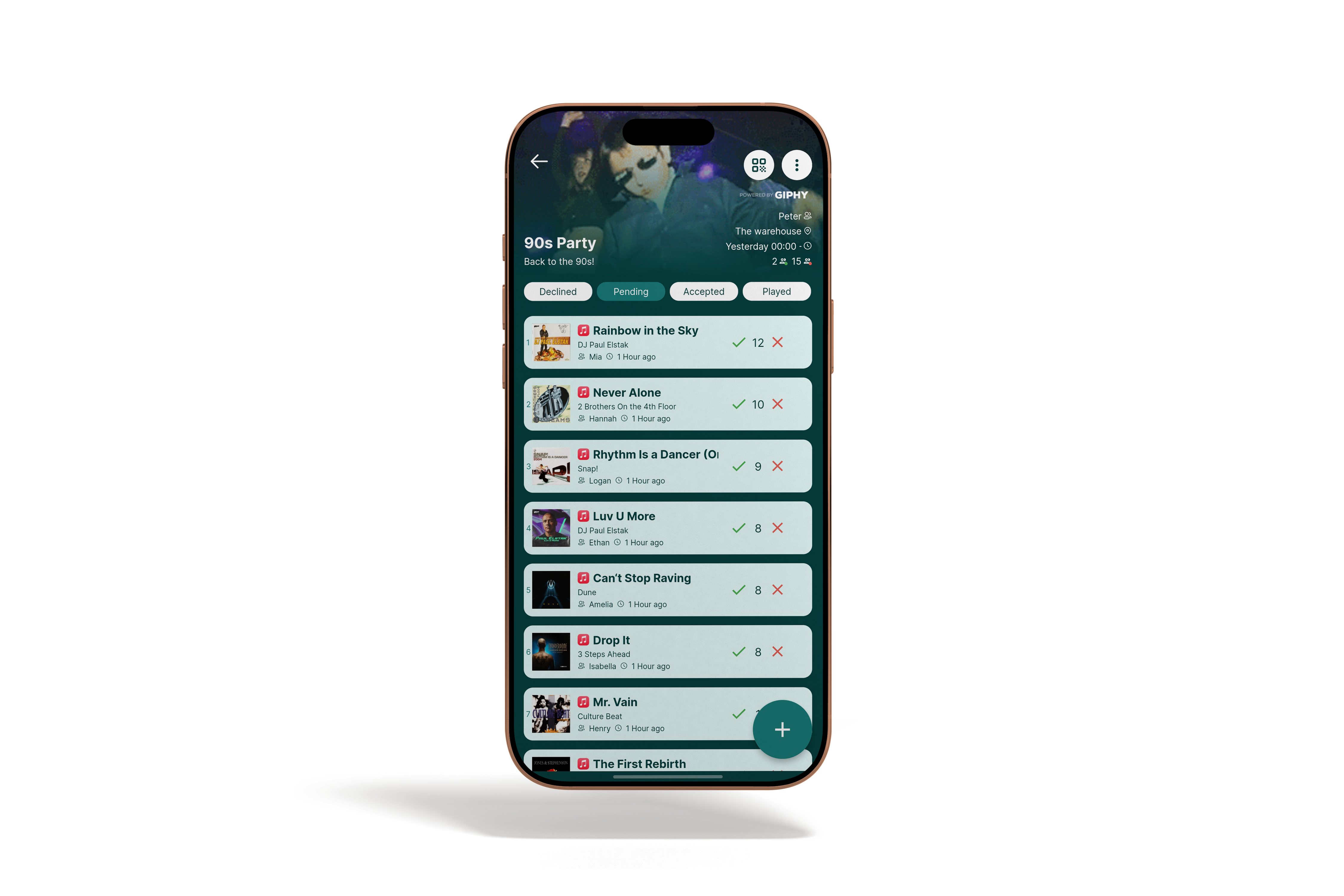 Rekwest app on iPhone