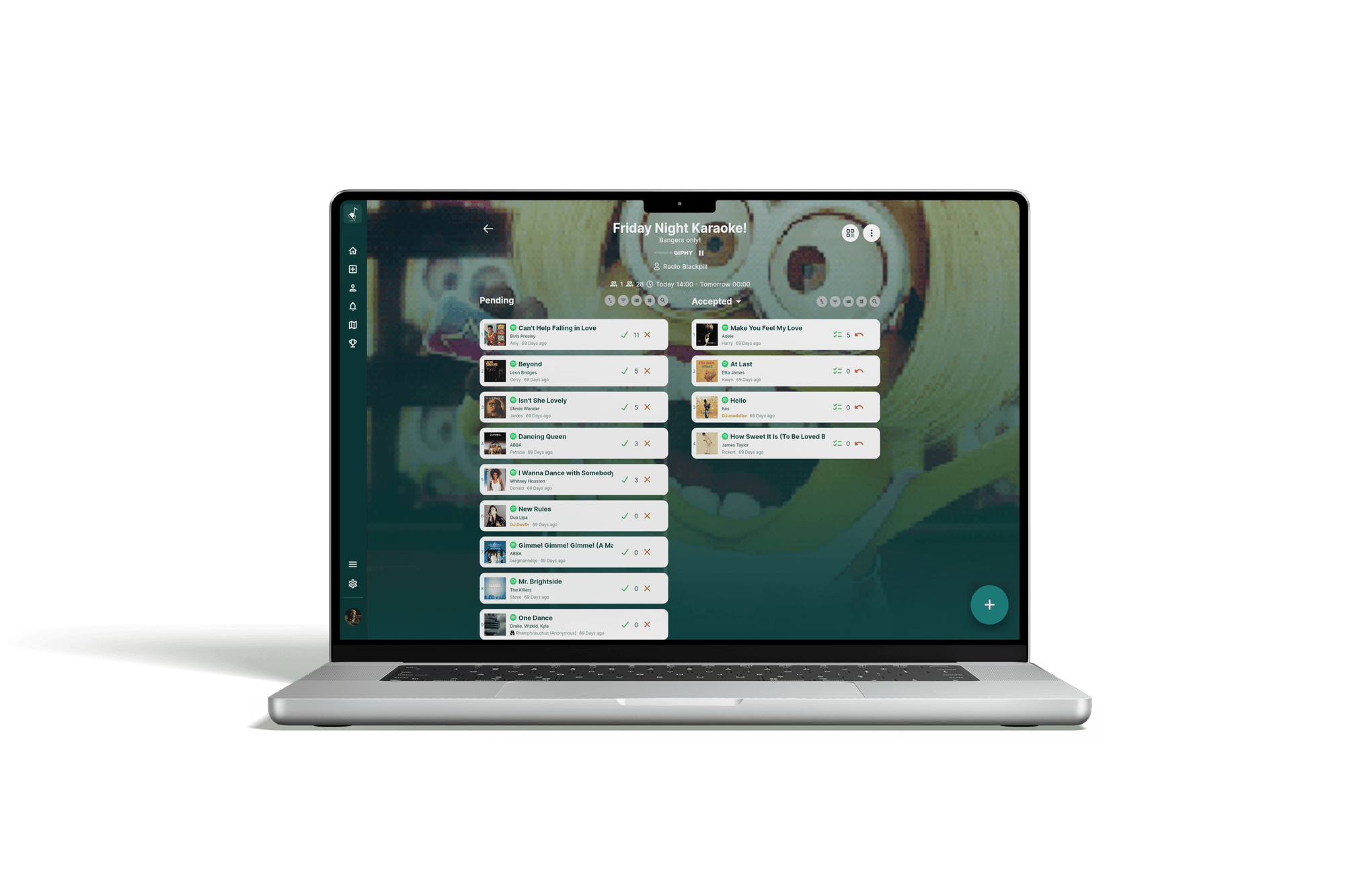 Rekwest song request app for karaoke on MacBook