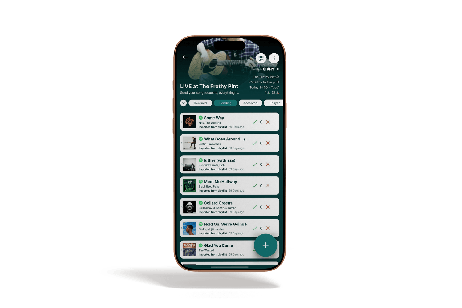 Rekwest song request app for musicians on iPhone